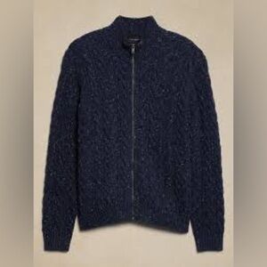 Banana Republic Men's Wool Zip Sweater Navy Blue Size M